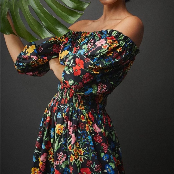 Cara Cara Floral Off-Shoulder Dress - Black, Red, Green, Blue - Picture 1 of 7